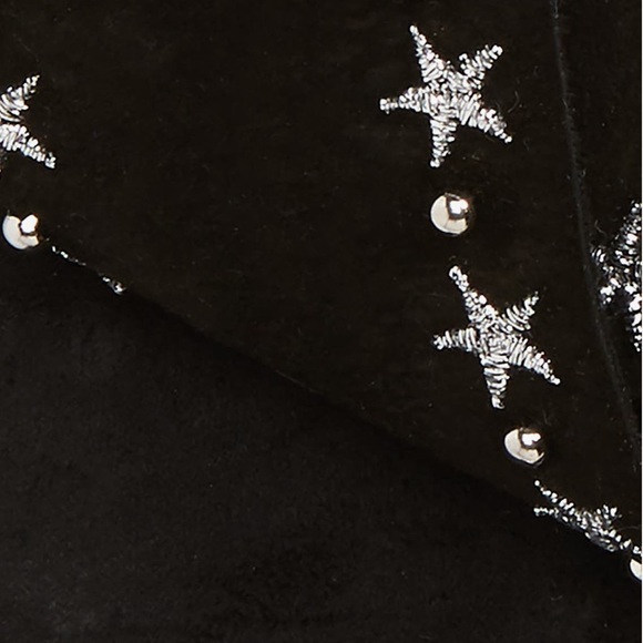 NWT Saint Laurent YSL Black Suede Scarf Choker Metallic Stars & Silver Studs - Picture 3 of 16